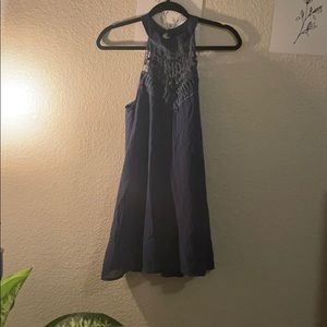 Loose navy dress with lace detail!